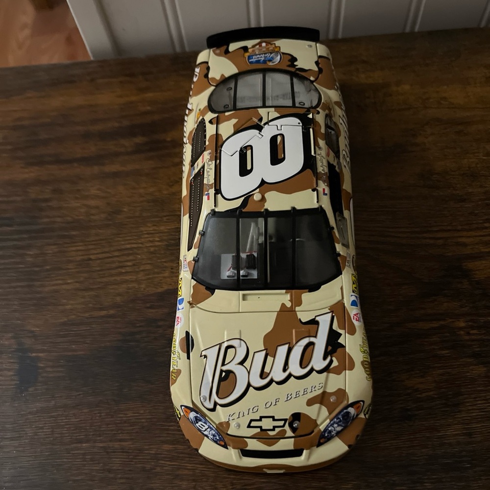 Budweiser Camo Diecast Racing Car #8 - Beige, Brown & Black